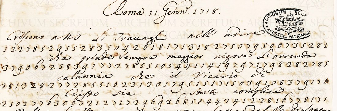 Dateline Roma 11 Genn. 1718 above lines of run-together figures, each with Italian words written over it