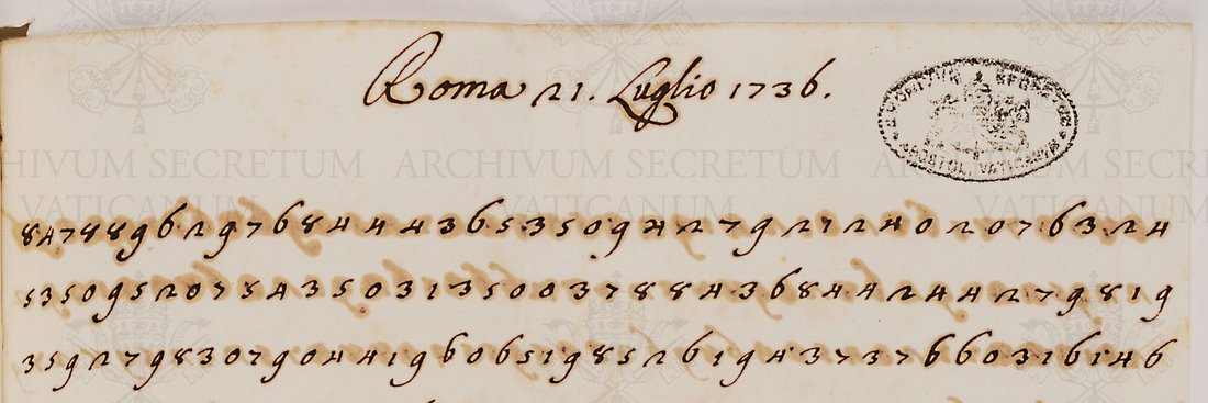 Dateline Roma 21 Luglio 1736 above lines of undivided figures