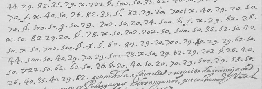 Manuscript lines with the cipher, from George Lasry&rsquo;s report