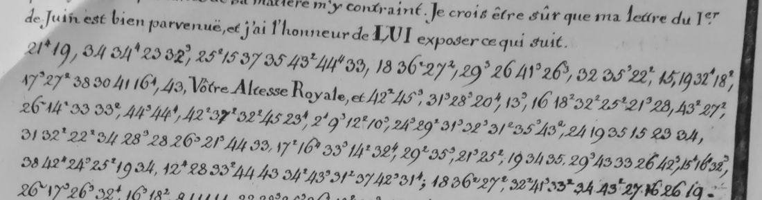 The opening of R2232: clear text, then lines of numbers with superscripts