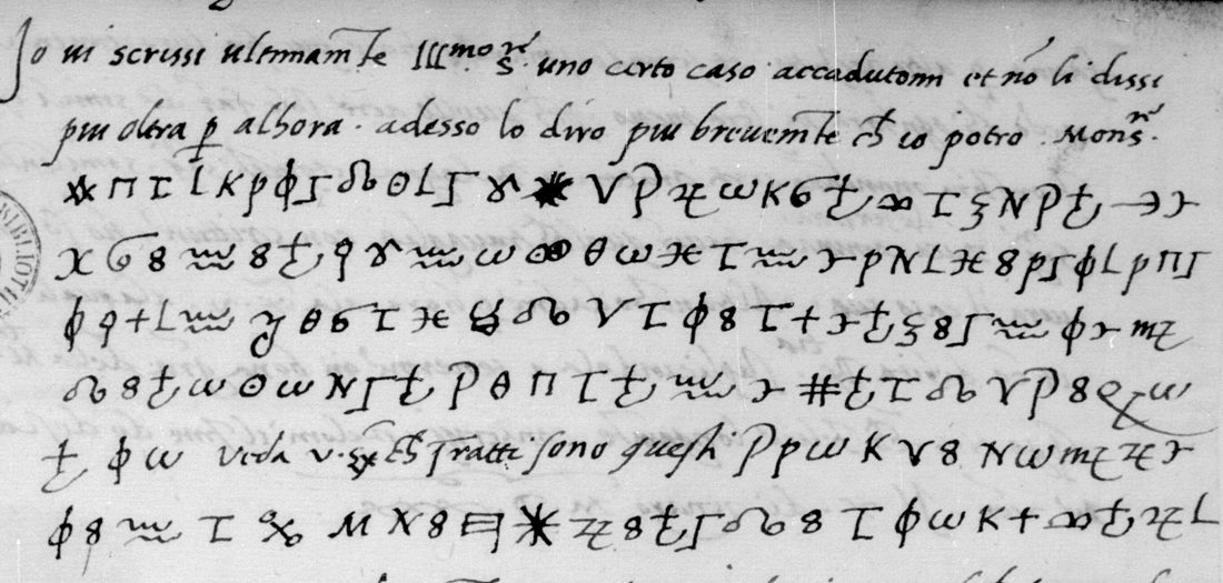 The cipher lines of Rangone's letter of 10 January 1530
