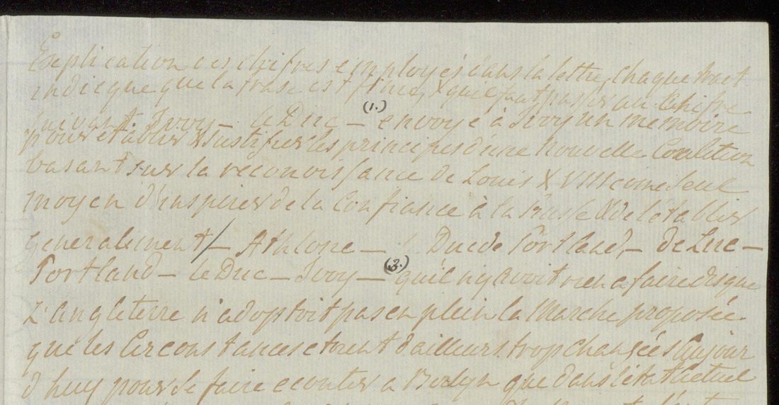 Right page of the 15 August 1796 letter, headed Explication des chiffres employés dans la lettre