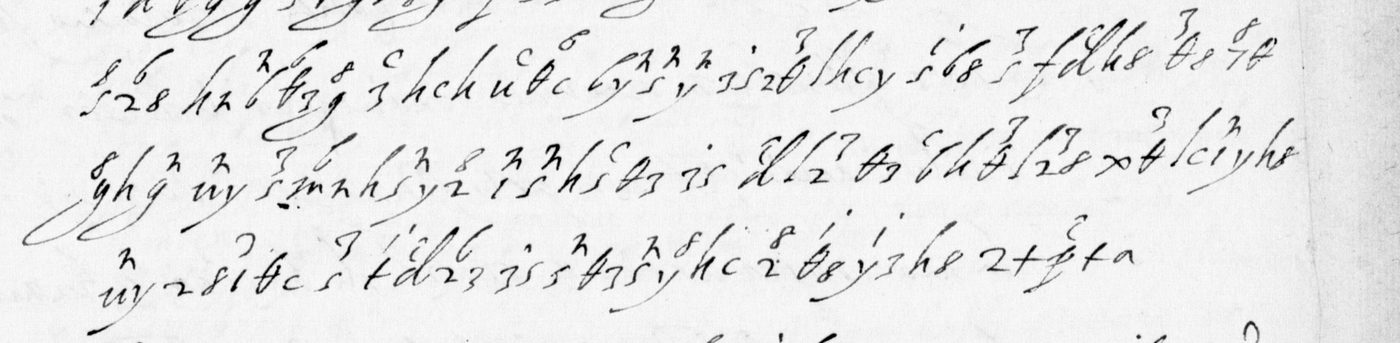 Manuscript lines with the cipher, from George Lasry&rsquo;s report