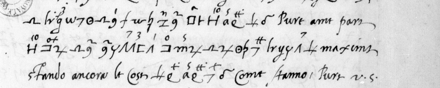 Manuscript lines with the cipher, from George Lasry&rsquo;s report