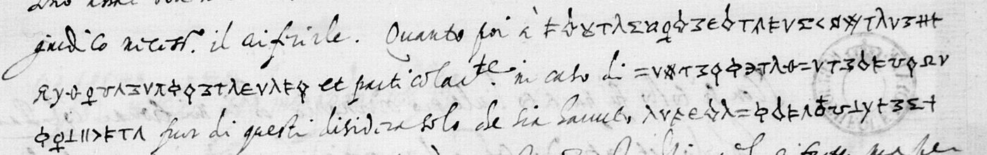 Manuscript lines with the cipher, from George Lasry&rsquo;s report