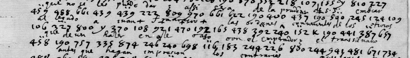 Manuscript lines with the cipher, from George Lasry&rsquo;s report
