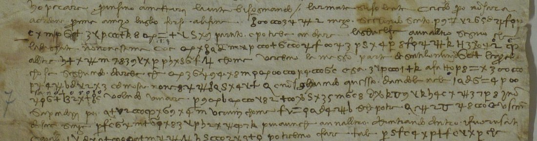 Lower part of a page of Italian cursive in which eleven lines are mostly runs of digits, letters and signs