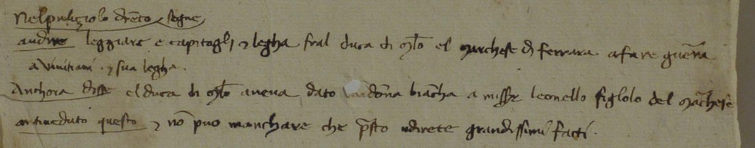Four lines of clear Italian cursive with underlined opening words