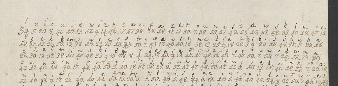 Dot-separated numbers with a letter-by-letter decipherment written above them