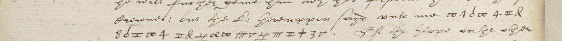 Stowe MS 166 f. 60v、'saide vnto me' の後の暗号2行