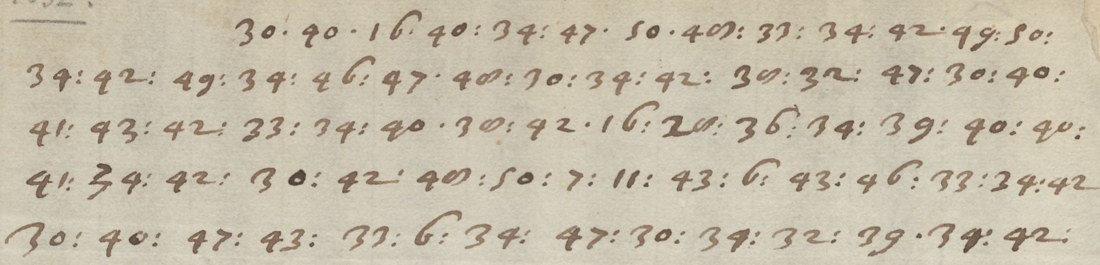 The first five cipher lines of R4306