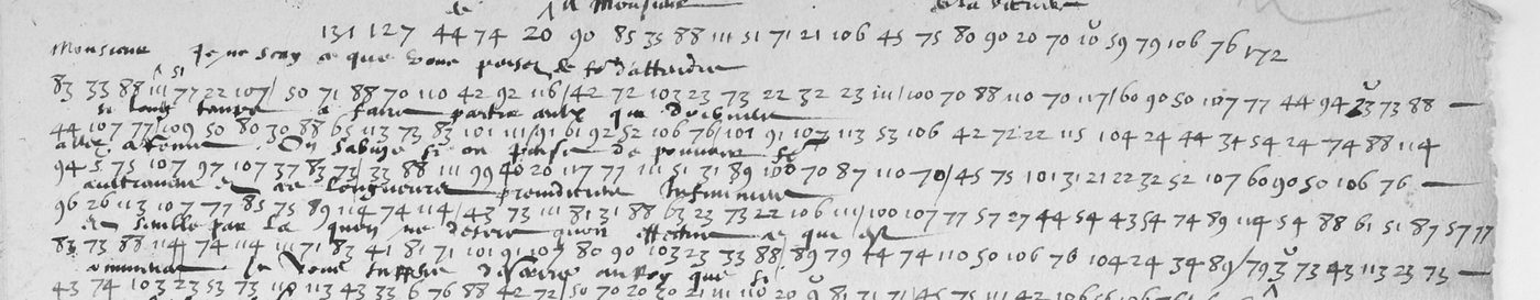 Manuscript lines with the cipher, from George Lasry&rsquo;s report