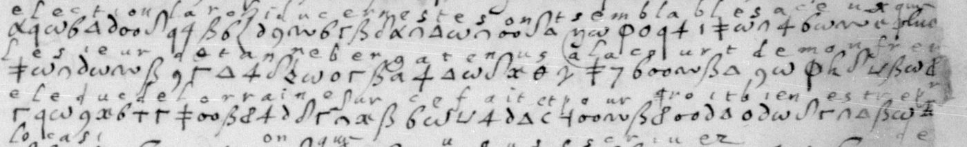 Manuscript lines with the cipher, from George Lasry&rsquo;s report